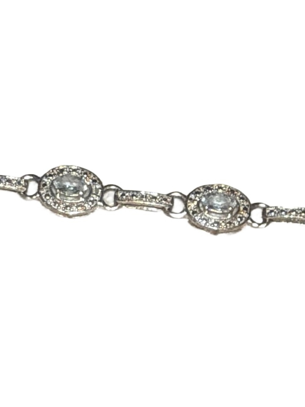 Vintage Milor Sterling Silver Gemstone (Aquamarine?) Bracelet